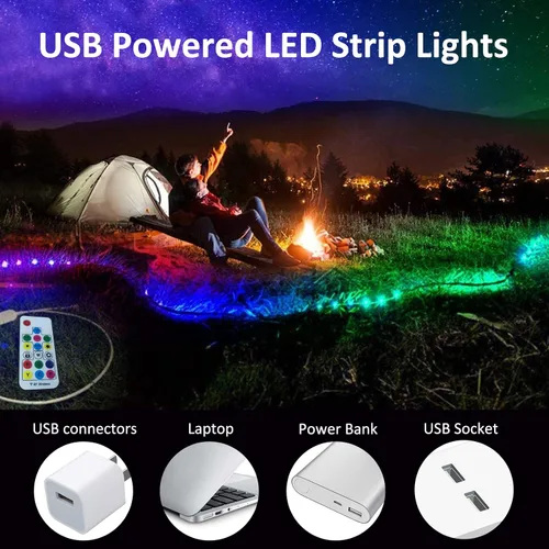 Miniatura 3 de Tiras de Luces LED USB RGB Arcoíris Persiguiendo Tiras de Luces LED TV Retroiluminación con Control Remoto de 17 Teclas Tiras de Luces Cambiables
