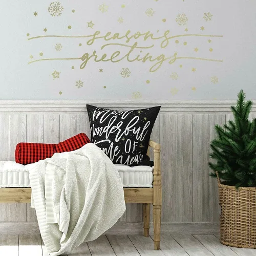 Miniatura 3 de RoomMates RMK4837GM Season's Greetings - Calcomanías de pared metálicas doradas