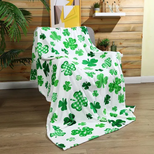 Miniatura 4 de Newwiee Manta del Día de San Patricio, manta de tréboles de la suerte y tréboles verdes, manta de franela de franela para el día de San Patricio