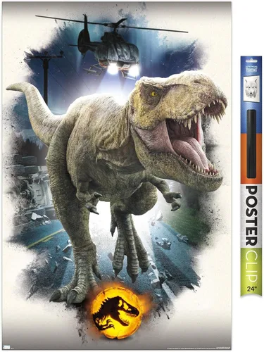 Miniatura 19 de Trends International Jurassic World: Dominion - Póster de pared focal de T. Rex, 22.375 x 34 pulgadas, versión enmarcada de madera de granero