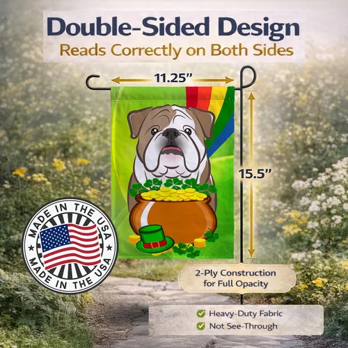 Miniatura 4 de Caroline's Treasures BB1963GF Bandera de Bulldog Inglés para el Día de San Patricio para el jardín, bandera decorativa para patio exterior, patio
