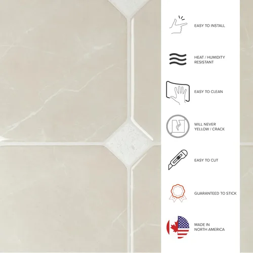 Miniatura 3 de SMART TILES - Azulejos autoadhesivos, 5 hojas de 7.75 x 7.75 pulgadas, loseta en muro, azulejos adhesivos 3D para cocina, baño y paredes, beige