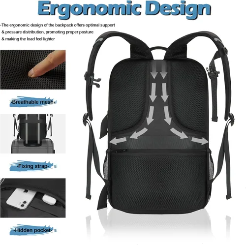 Miniatura 5 de GoHimal Mochila para monopatín, mochila deportiva, bolsa para laptop, diseño multideportivo para hombres y mujeres, Negro, Tamaño único, Moderno