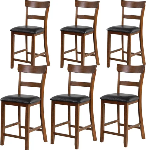 Miniatura 11 de NAFORT Juego de 2 taburetes de bar de altura de mostrador, sillas de comedor altas de madera maciza de 25.5 pulgadas con cojín, taburetes