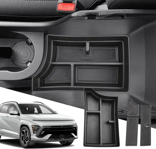 Miniatura 14 de SXCY 2 piezas superiores para Hyundai Kona/Kona EV 2024 2025 2026 Organizador de consola central para Hyundai Kona EV 2024-2026, accesorios