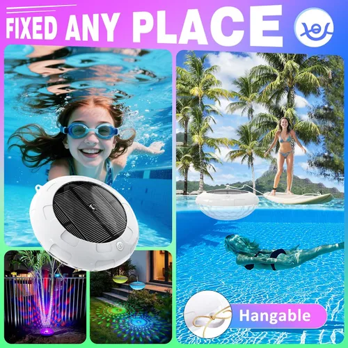 Miniatura 6 de Luces flotantes para piscina con control remoto, luces solares RGB de 6.5 pulgadas con 9 iluminación dinámica, IP68 impermeable, luz flotante solar