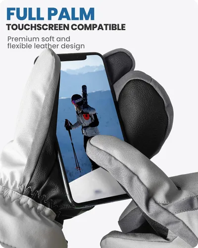 Miniatura 5 de OutdoorMaster Guantes de esquí para hombres y mujeres, guantes de nieve de 3 dedos, guantes de snowboard con pantalla táctil completa, guantes