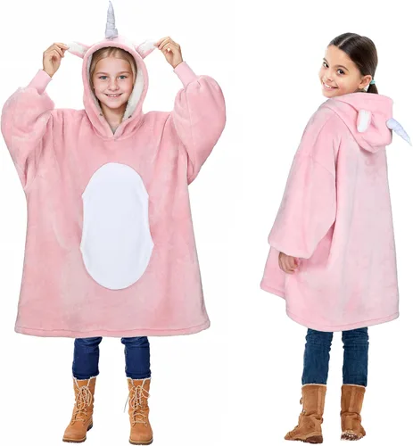 Miniatura 10 de Solaris Zebra - Sudadera con capucha estilo manta para niños con diseño con temática de amor, acogedora y cálida de forro polar Sherpa, para Corazón
