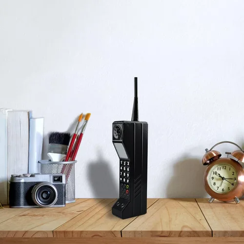 Miniatura 4 de Adorno retro de ladrillo para teléfono celular, modelo retro de los años 80 y 90, adorno de teléfono celular para simulación fotográfica, Negro