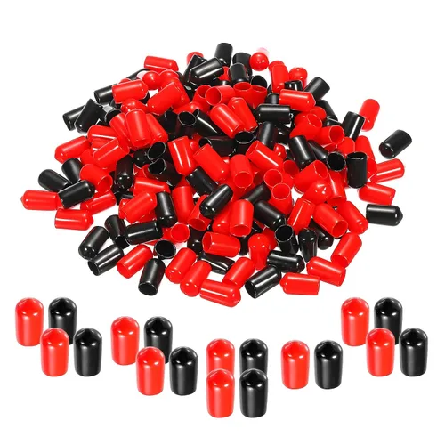 Miniatura 46 de MECCANIXITY 50 unids tapas de goma Surtido de 0.079 in PVC vinilo tornillo rosca protector para tornillo tornillo negro rojo