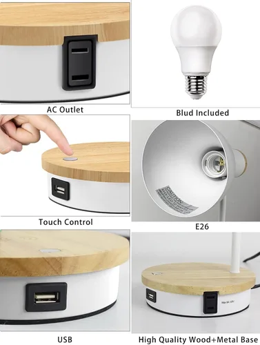 Miniatura 7 de Lámpara de escritorio de metal con carga inalámbrica, lámpara de mesa táctil, luces de lectura, lámparas de arco de escritorio para dormitorio