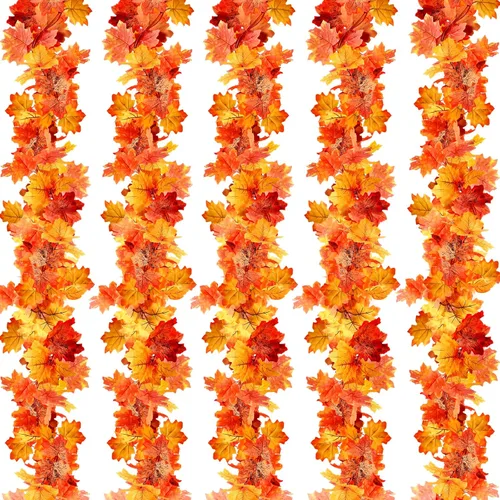 Miniatura 12 de joyhalo Paquete de 5 guirnaldas de hojas de otoño para el hogar, guirnalda de hojas de arce, vid al aire libre, decoración de otoño para porche