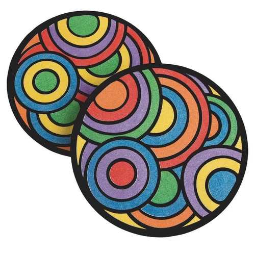 S&S Worldwide Kit de manualidades de arena de mandala de terciopelo, incluye mandalas de aglomerado autoadhesivas, 9 libras de arena de colores