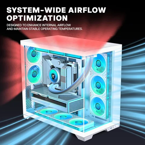 Miniatura 4 de KEDIERS PC CASE - 7 ventiladores ARGB preinstalados, carcasa de PC ATX de torre media con vidrio templado panorámico, carcasa de computadora