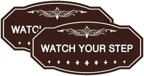 Miniatura 56 de Signs ByLITA Victorian Watch Your Step - Letrero de pared o puerta Material duradero y fácil instalación Señalización de seguridad (negro)