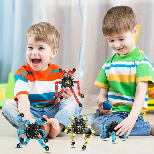 Miniatura 6 de Junkin 100 juguetes sensoriales divertidos a granel, juguete transformable para la ansiedad con cadena, robot giratorio para el dedo para aliviar