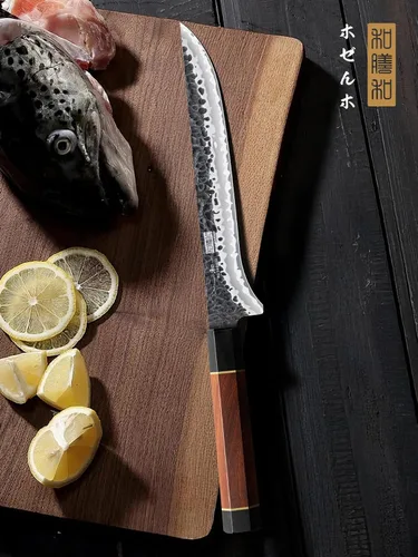 Miniatura 6 de HOSHANHO - Cuchillo de filetear de 7 pulgadas, cuchillo para deshuesar forjado a mano y afilado como una navaja, cuchillos de pescado de acero súper