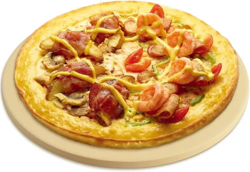 Miniatura 6 de homEdge Juego de Piedra para Pizza, Piedra de Hornear Redonda de Cordierita Resistente para Pan, Pizza, Piedra de Cocina Resistente a los Golpes