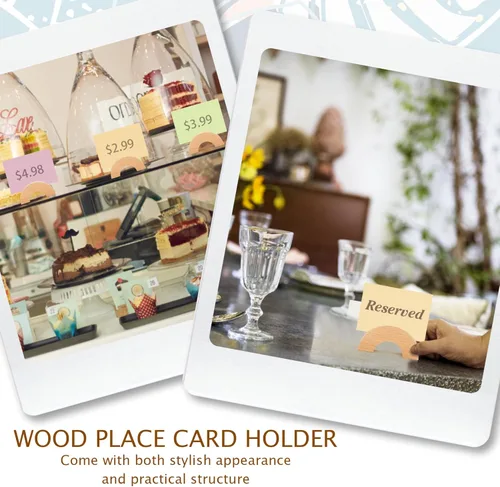 Miniatura 5 de 6 soportes para tarjetas de lugar de madera, para menú, tamaño A6, soporte para números de mesa para restaurantes, fotos para bodas, banquetes