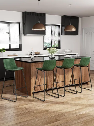 Miniatura 26 de Bar Stools Set of 2, 26 Inches Counter Height Bar Stools with Back, Modern Faux Leather Barstools with Metal Legs and Footrest, Bar Chairs for