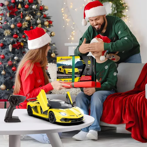 Miniatura 2 de AEROQUEST Lamborghini - Auto a control remoto, con licencia oficial 1:14 Lambo RC para niños y niñas, regalo de cumpleaños, juguetes amarillos