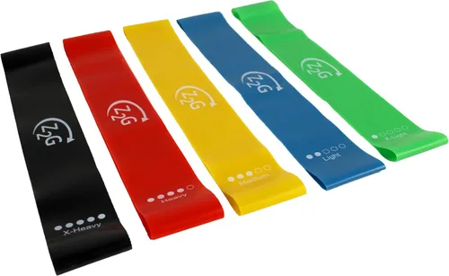 Miniatura 2 de Z2G Juego de bandas de resistencia – 5 bandas de ejercicio con bolsa de transporte para entrenamiento de fuerza, terapia física, yoga, pilates