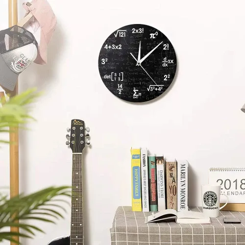 Miniatura 4 de The Geeky Days Ecuaciones matemáticas y notaciones Matemáticas Pizarra Geek Reloj de pared funciona con pilas, reloj de cuarzo silencioso sin