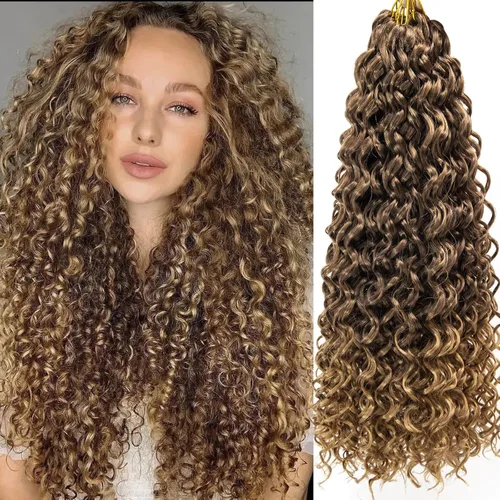 Miniatura 31 de 8 Paquetes de Cabello Rizado con Ganchillo GoGo, Cabello Rizado con Ganchillo para Mujeres Negras, Trenzado de Onda Profunda, Cabello Sintético