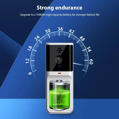 Miniatura 5 de Timbre inteligente con timbre de timbre, visión nocturna por infrarrojos, audio de 2 vías, despertador activo y despertador remoto, IP65 Blanco