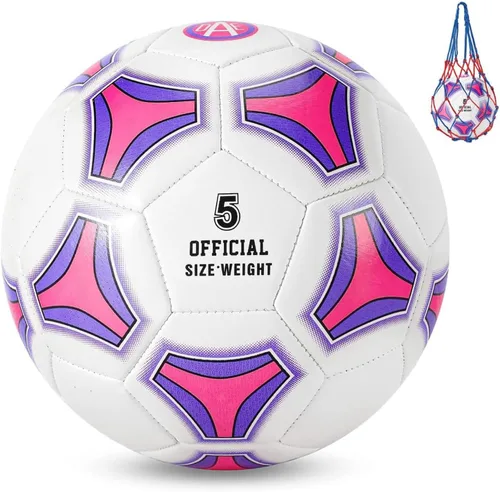 STEEFAN Pink Soccer Ball Full Size 3/4/5 for Kids Outdoor Play,Color Change Soccer Stuff with Official Size Ball Needles and Air Pump,Gift for Kid