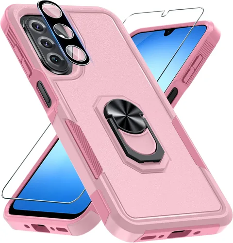 Miniatura 32 de Janmitta Funda compatible con Samsung Galaxy A14 5G con protector de pantalla + protector de lente de cámara, funda resistente de servicio pesado