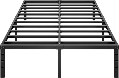 Miniatura 10 de HLIPHA - Base de cama metálica de plataforma de 12 pulgadas de altura, no necesita somier, base de cama tamaño individual con listones de soporte