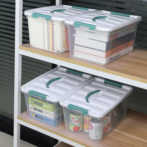 Miniatura 5 de Caja de plástico de 14 cuartos de galón con asas, contenedores de almacenamiento transparentes, juego de 6