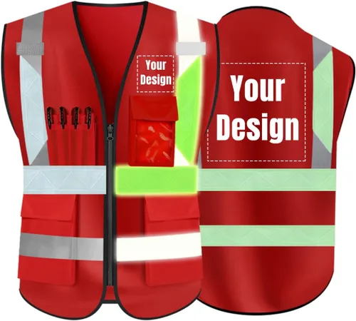 Miniatura 24 de Chaleco de seguridad de alta visibilidad Personaliza tu logotipo chaleco de seguridad protector, Amarillo