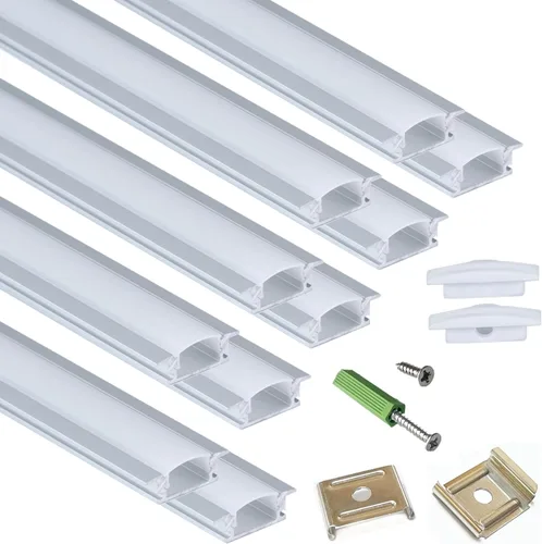 THMOOTHER Paquete de 10 unidades de 3.3 pies 3.3 ft empotrable LED sistema de difusor de canal, collar de aluminio de 0.98 x 0.88 pulgadas de perfil