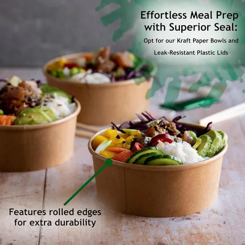 Miniatura 6 de Tazones desechables con tapa Tazones de papel para preparación de comidas Envases de comida para llevar ensaladera ramen con tapas