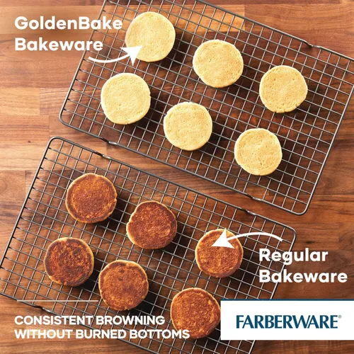 Miniatura 3 de Farberware Utensilios para hornear antiadherentes aislados de 14 x 16 pulgadas, bandeja para galletas jumbo, color gris claro