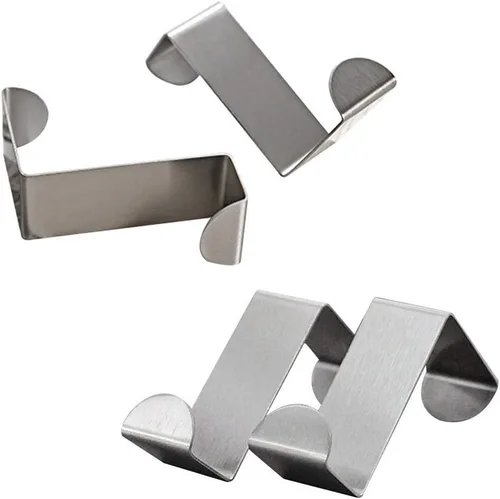 Mziart Paquete de 4 ganchos reversibles de acero inoxidable para cajones de gabinete de oficina, cocina, toallero, perchero, color plateado