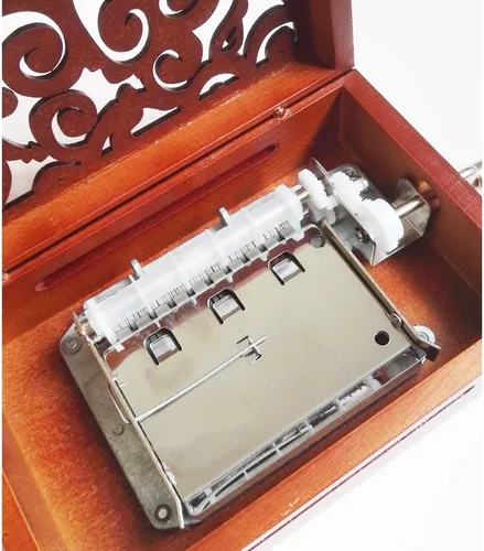 Miniatura 3 de FnLy Caja musical de madera tallada vintage de 30 notas, caja de regalo de música con manivela de mano, crea tu propia melodía musical Nota Sy-30