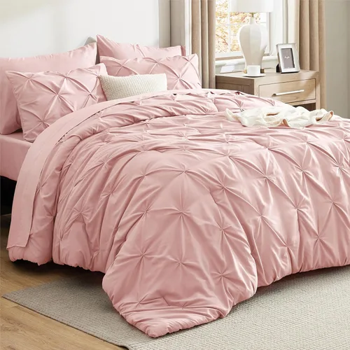 Miniatura 60 de Bedsure - Juego de edredón tamaño matrimonial verde azulado - Juego de ropa de cama tamaño matrimonial en una bolsa de 7 piezas, juego de cama 14