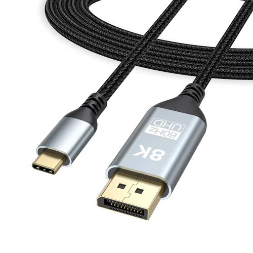 Cable USB C a DisplayPort 1.4 de 6 pies 8K@60Hz, 4K a 240Hz, USBC tipo C a DisplayPort unidireccional USB C a DP compatible con Thunderbolt 5/4/3,