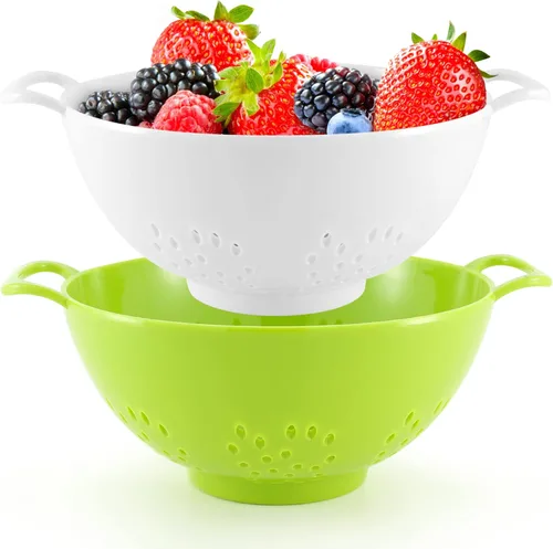 Miniatura 10 de Meadow Lane - Colador pequeño de 6 pulgadas, libre de BPA, apto para lavavajillas, con asas dobles, escurridor compacto de alimentos para bayas