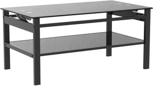 Miniatura 5 de Mesa de centro elevable con almacenamiento, mesas de centro modernas de vidrio negro para sala de estar, 37.8 pulgadas rectangular de vidrio