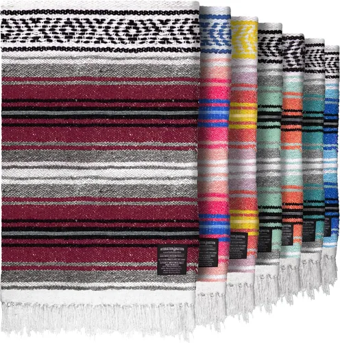 Mantas mexicanas hechas a mano, manta de sarape tejida a mano, auténtica manta, ideal como manta de playa, manta de camping, manta de picnic, manta