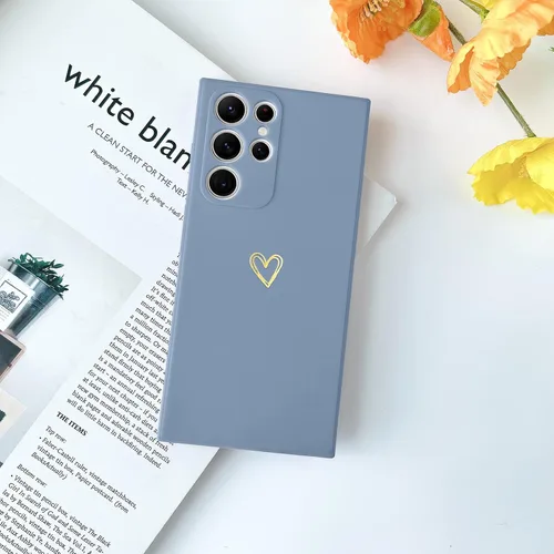 Miniatura 7 de Wirvyuer Funda para Samsung Galaxy S22 Ultra, bonita funda delgada a prueba de golpes con soporte de carga inalámbrica y protección, azul y gris