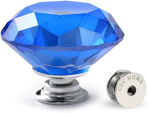 Miniatura 8 de CZC Home - 10 perillas de vidrio de diamante con asa tractora para gabinetes, armarios, cajones, cómodas, libreros, guardarropas