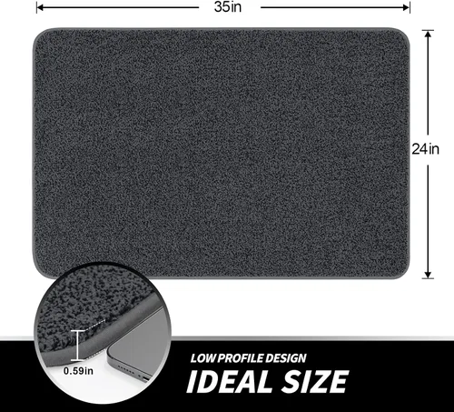 Miniatura 2 de LINLA - Felpudo para interior, súper absorbente de barro, de bajo perfil, 35" x 24", alfombrilla lavable antideslizante de goma para entradas