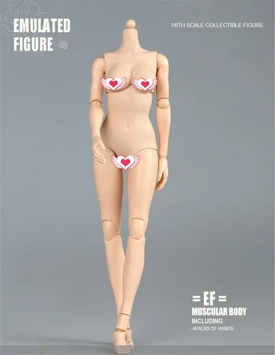 Miniatura 6 de Cuerpo de figura femenina a escala 1/6, piel pálida femenina busto grande medio sin costuras figura de acción flexible colección de muñecas