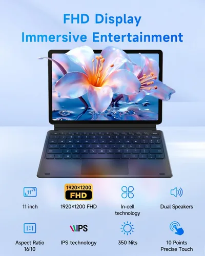 Miniatura 4 de Computadoras portátiles 2 en 1 de 11 pulgadas, PC con pantalla táctil Win 11 compatible con Twin Lake N150, 12GB RAM 256GB SSD, 1920x1200 IPS FHD