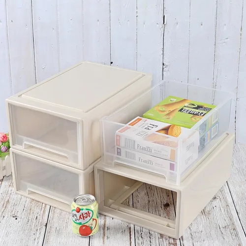 Miniatura 2 de Gloreen Cajones de almacenamiento apilables de plástico de 12 L, 3 paquetes de caja de cajón compacta de escritorio